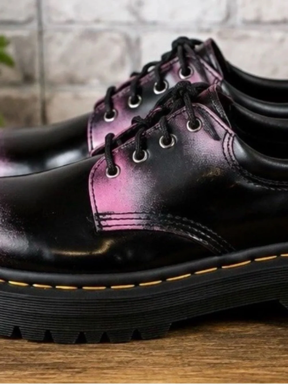 Dr. Martens 8053 Quad Black Pink Arcadia Rub Off Platform Shoes M 10 L 11 No Box